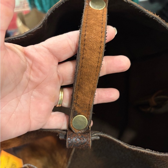 Corral Brown Lamb Leather Tote Bag - Picture 5 of 7